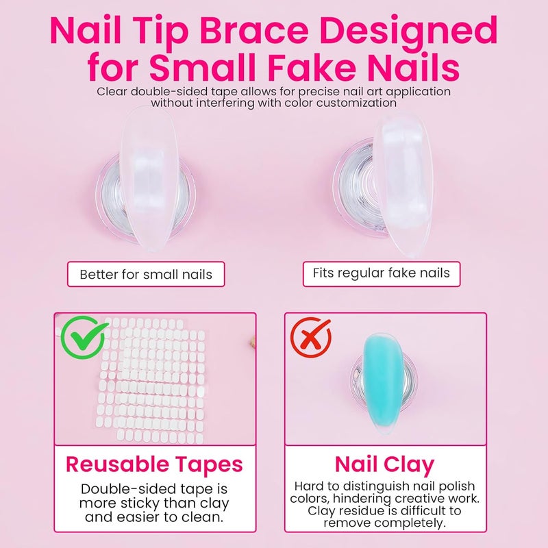 ESUOHYM Nail Stand For Press On Acrylic Strong Magnetic Nail Holder Kit For Painting Nails Tip Arts Display Stand With 200 PCS Double-Sided Tape And 1 Heart Shaped Acrylic Magnetic Presson Stand - Image 3